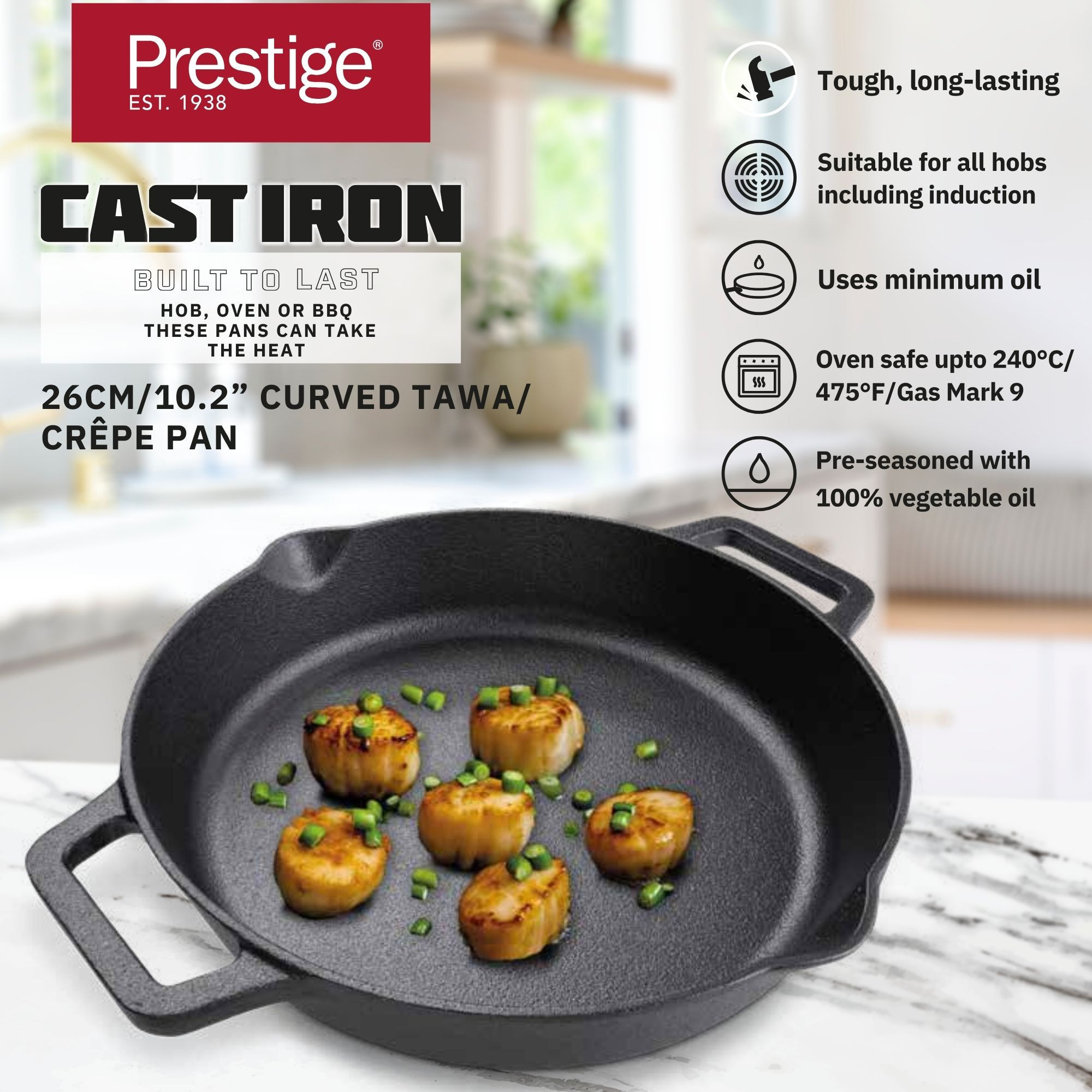 Buy Cast Iron Roti Tawa 10.25 inch(26cm) Europa -Traditional